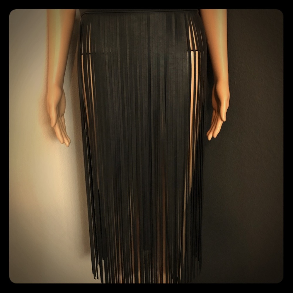 Fringed Vegan Leather Skirt Belt